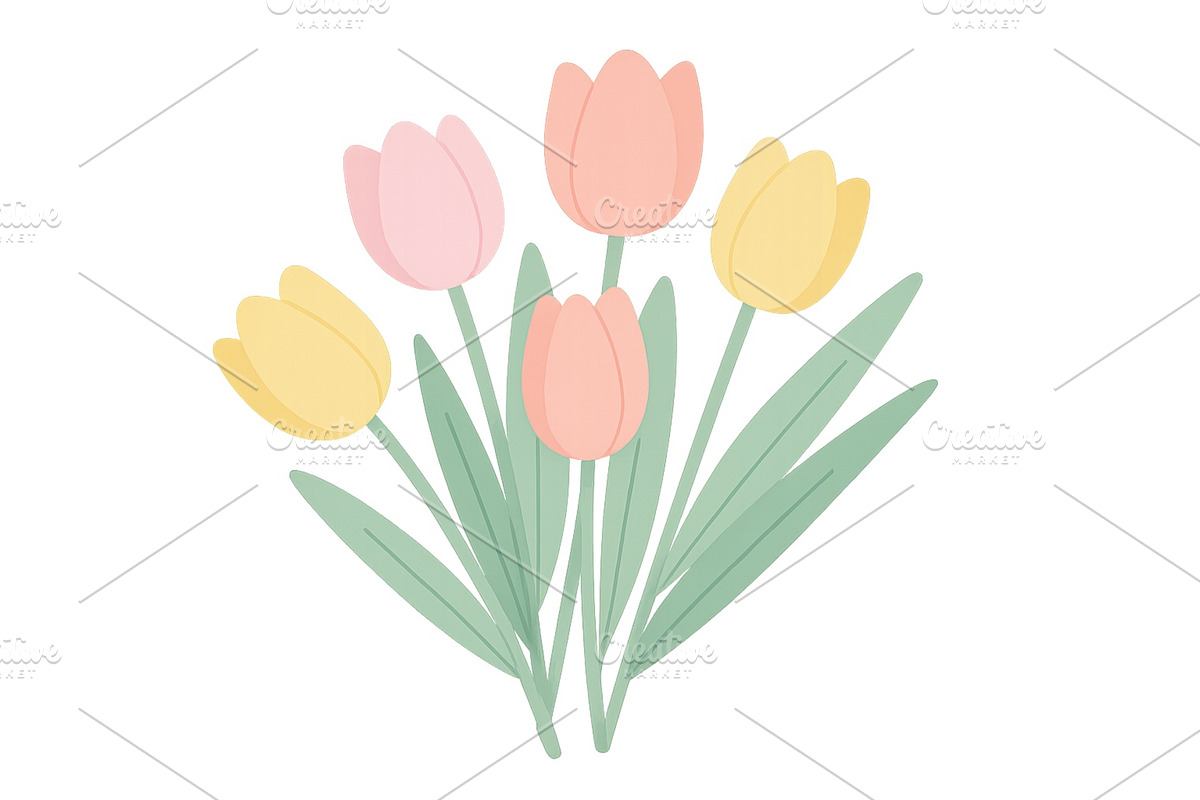 Colorful tulips arranged in a, an Object Illustration by ZinetroN
