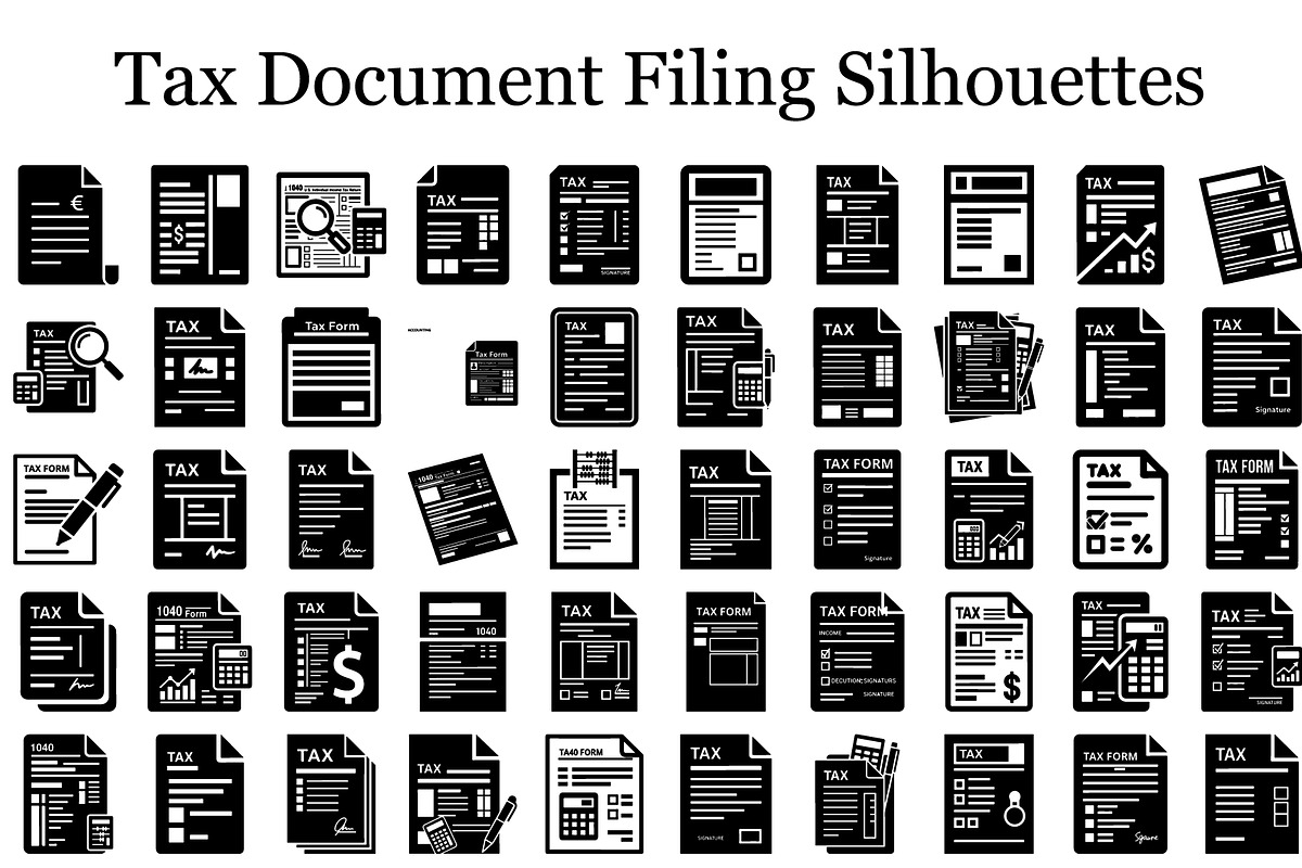 Tax Document Filing Silhouettes, a Graphic by hafijul (Photo 1 of 11)