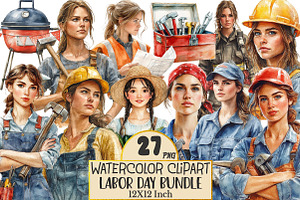 Labor Day Watercolor Clipart, a Seasonal Illustration by Rose Art