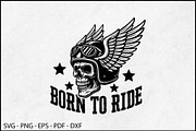 Born To Ride Winged Skull Biker SVG, an Object Graphic by BeeCraftR (Thumbnail 4 of 5)