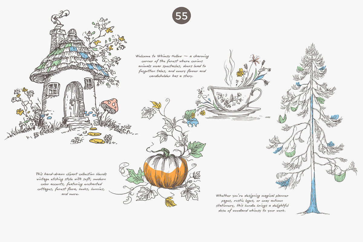 vintage illustration cottagecore set, a Decorative Illustration by Patishop Art (Photo 5 of 10)