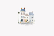 parisian spring houses watercolor, a Decorative Illustration by Patishop Art (Thumbnail 3 of 10)