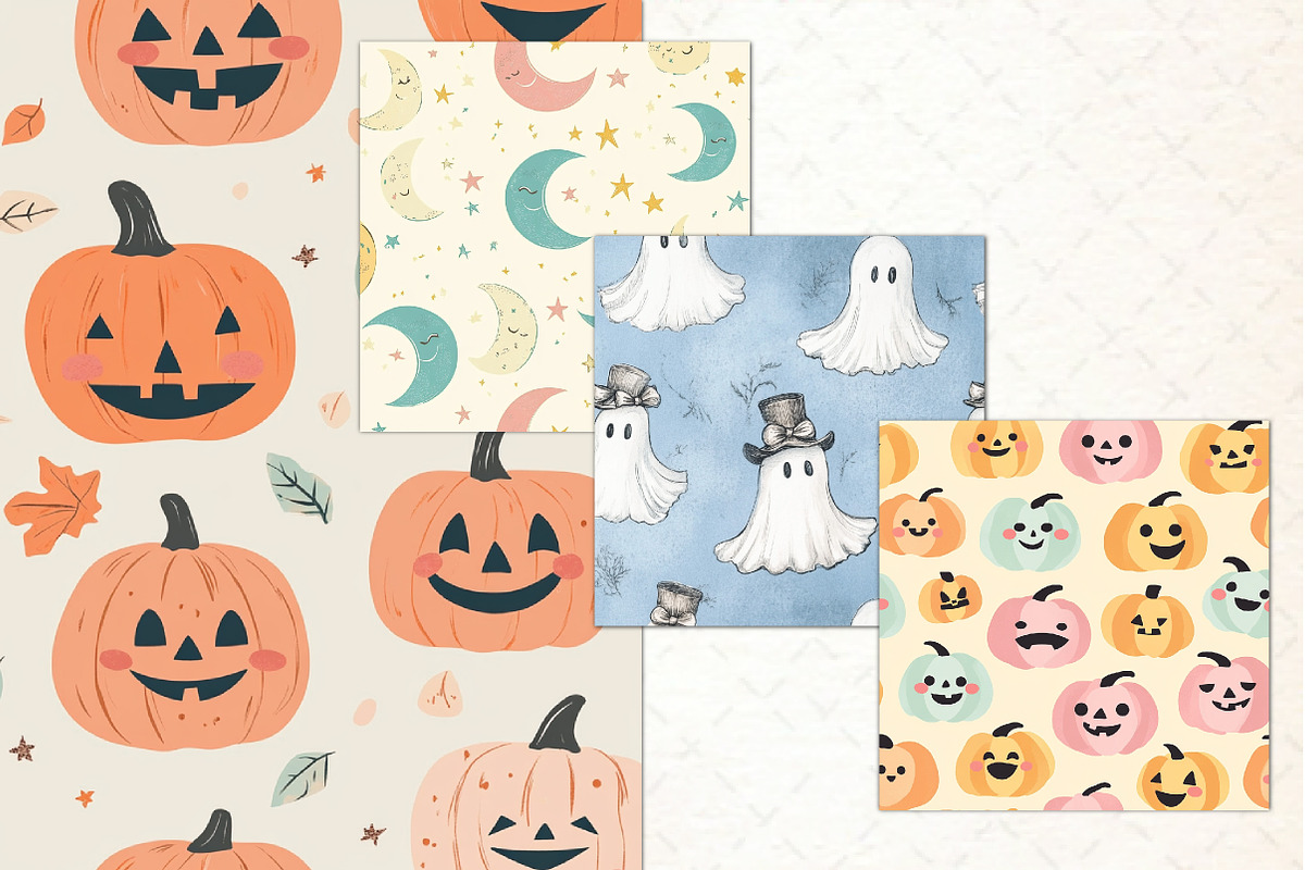Cute Pastel Halloween Printable Patt, a Pattern Graphic by Libby Wishes