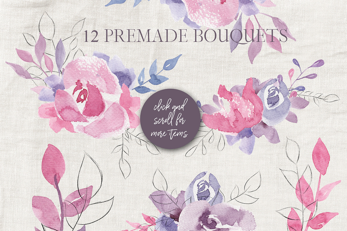 Floral Watercolor Graphics Set, a Texture Illustration by Honey & Jazz Co. (Photo 7 of 14)