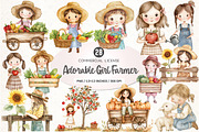 Adorable Girl Farmer Clipart PNG, an Illustration by SinaCreation (Thumbnail 1 of 4)