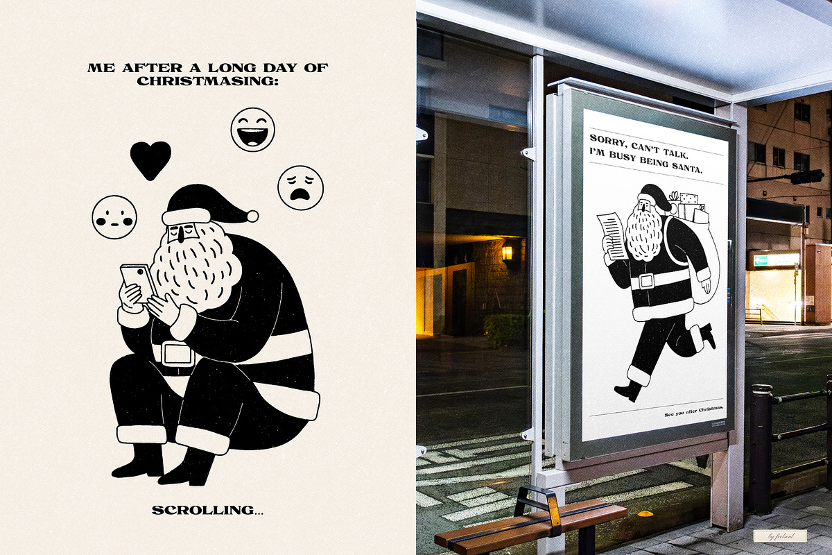 A Very Busy Santa Illustrations, a Seasonal Illustration by Feelsoul (Photo 8 of 10)