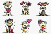 Whimsical Valentines Day Dog Clipart, an Illustration by CreationArt (Thumbnail 5 of 7)