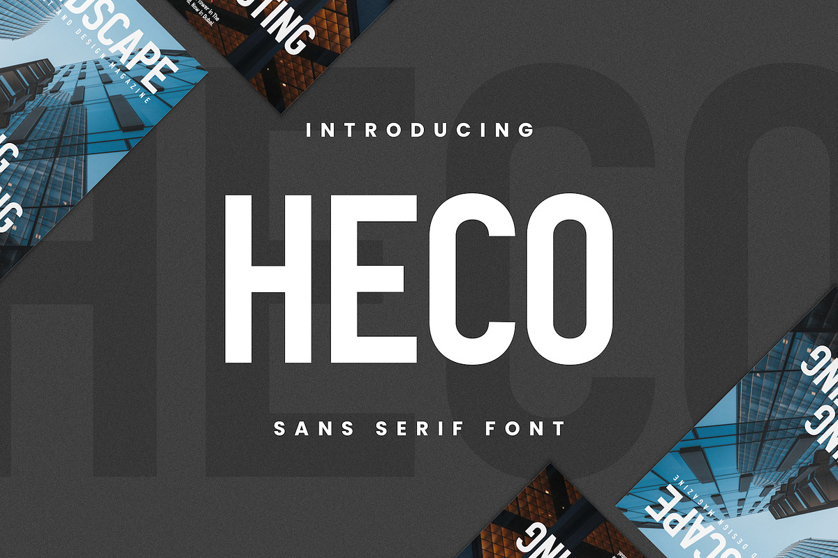 Heco - Condensed Sans Serif Fonts, a Sans Serif Font by Imoodev (Photo 1 of 5)