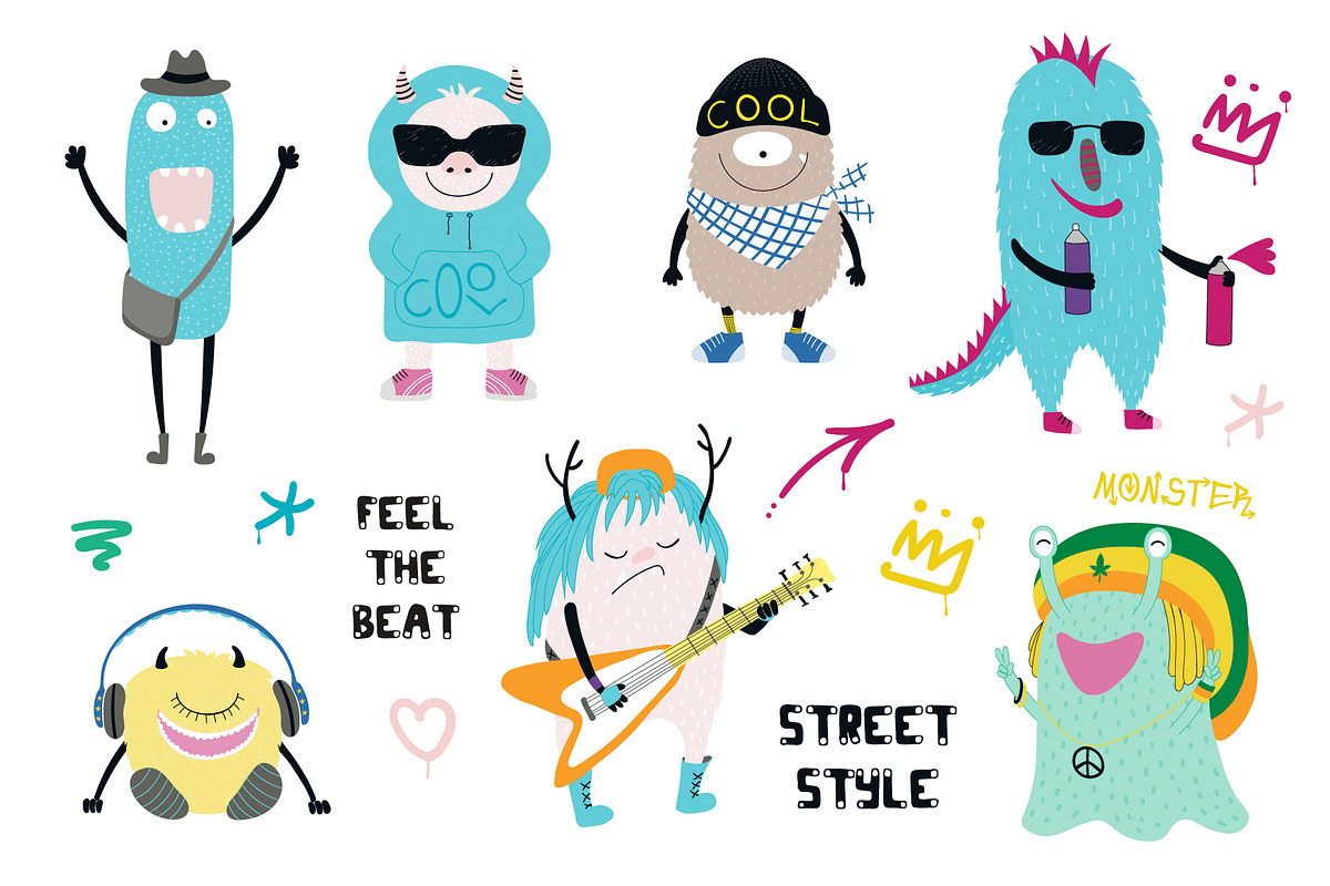 Monster Bundle Kids Illustrations, an Animal Illustration by sceptical cactus (Photo 13 of 39)