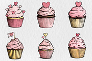 Valentine Day Cupcake Clipart, a Seasonal Illustration by Rose Art (Thumbnail 3 of 8)