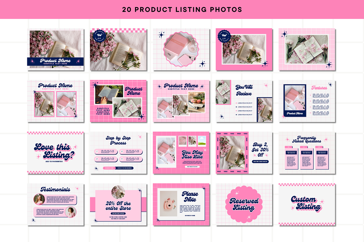Blue Pink Etsy Shop Branding Kit, a Branding & Logo Template by Anna Design Studio (Photo 4 of 8)
