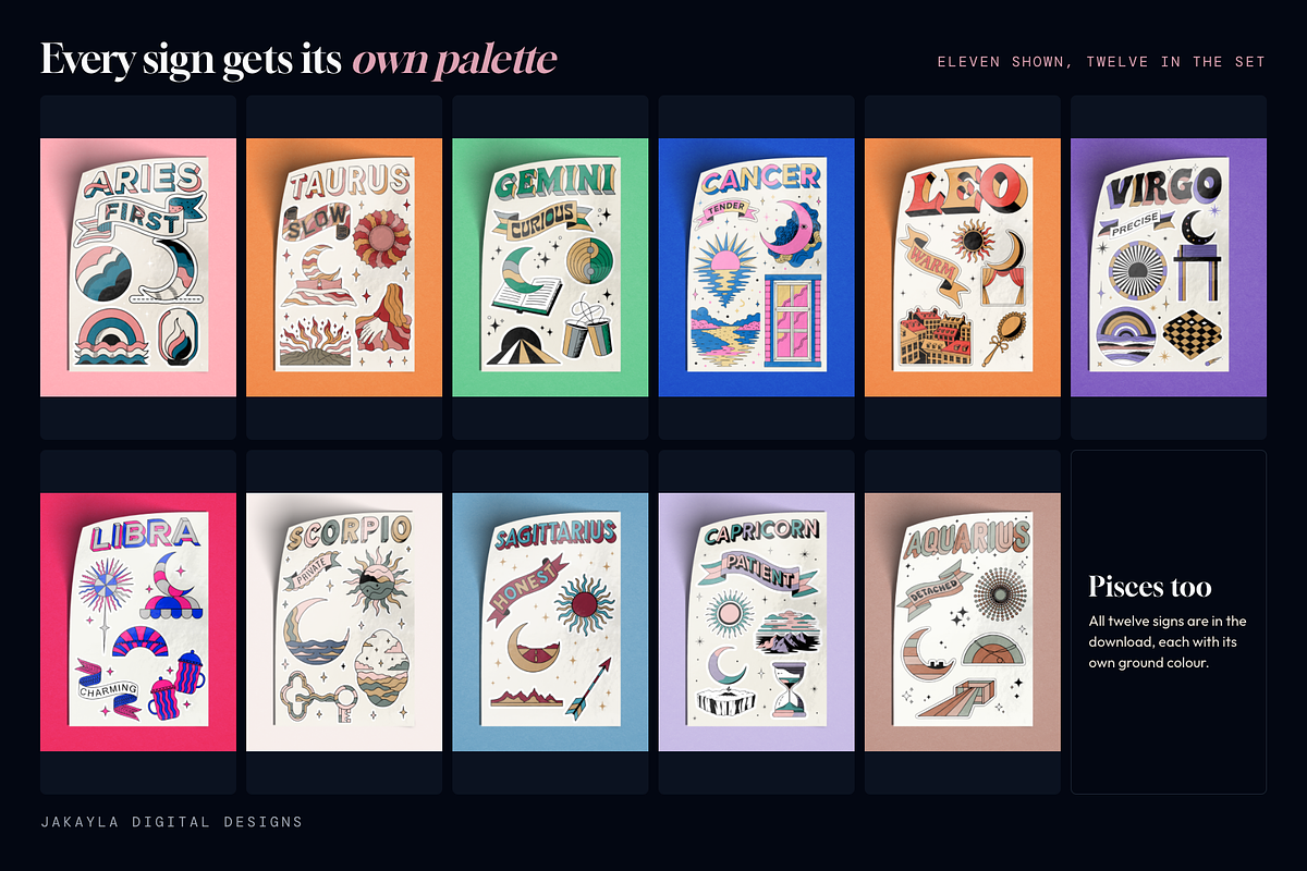 Good Word Zodiac Sticker Sheets, an Object Graphic by Jakayla Digital Co (Photo 10 of 12)