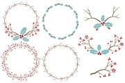 Red & Blue Christmas Holly Clipart, an Illustration by Amanda Ilkov (Thumbnail 3 of 5)