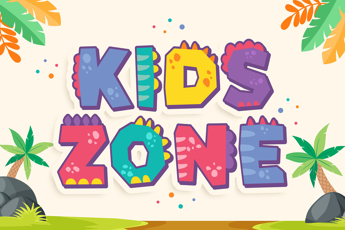 Dino - SVG Color Font, a Sans Serif Font by Blankids Studio (Photo 2 of 6)