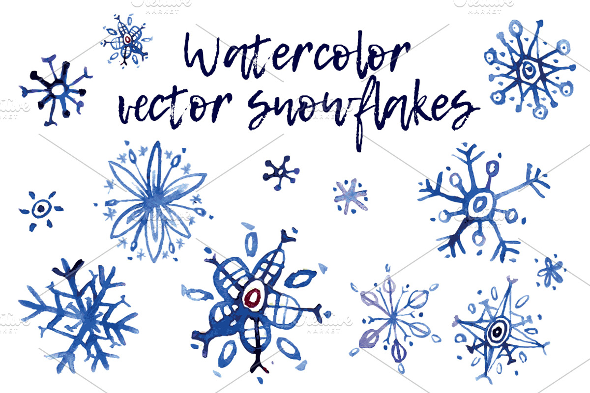 Watercolor snowflakes, an Object Graphic by kizi (Photo 1 of 2)