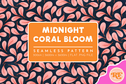 Midnight Coral Bloom Pattern, a Pattern Graphic by Rebecca Flaherty (Thumbnail 1 of 3)