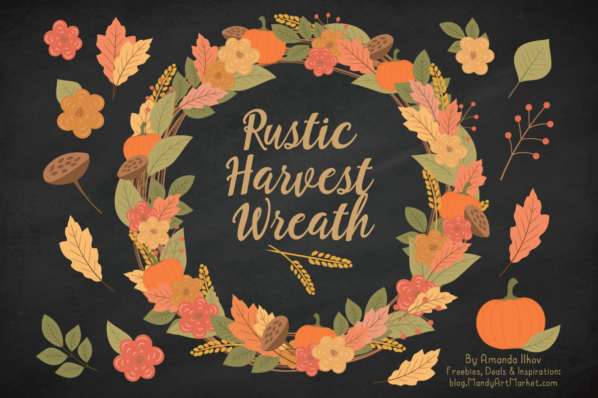 Fall Harvest Wreath Vectors, an Illustration by Amanda Ilkov (Photo 2 of 4)