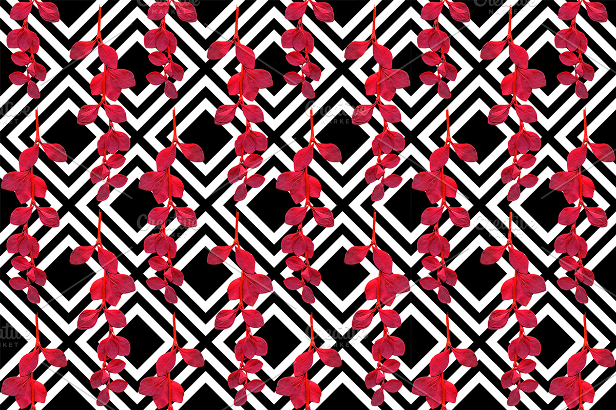 Tropical liana red leaves seamless, a Pattern Graphic by Nikelser (Photo 1 of 3)
