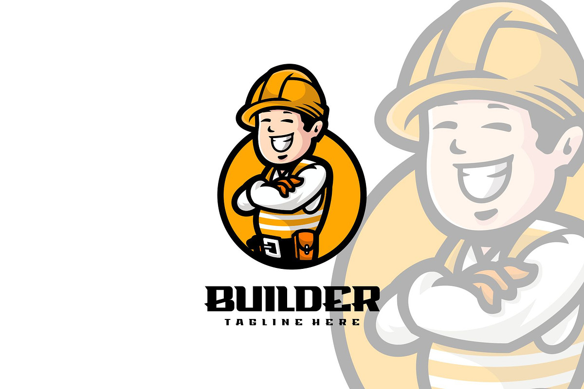 Builder Mascot Cartoon Style., a Branding & Logo Template by ModalTampang