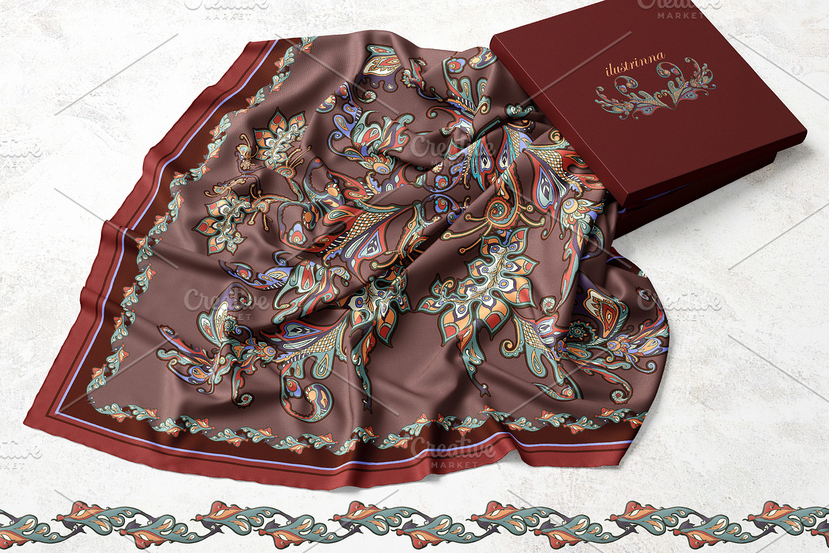 Autumn Baroque Paisley Silk Scarf, an Object Graphic by ilustrinna (Photo 7 of 10)