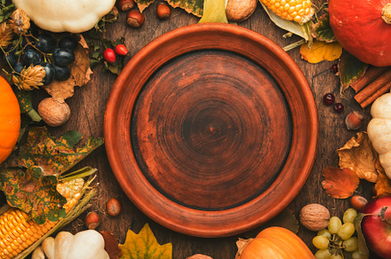 Thanksgiving day concept autumn bac featuring tableware, harvesting, and set, a Food & Drink Photo by 5PH
