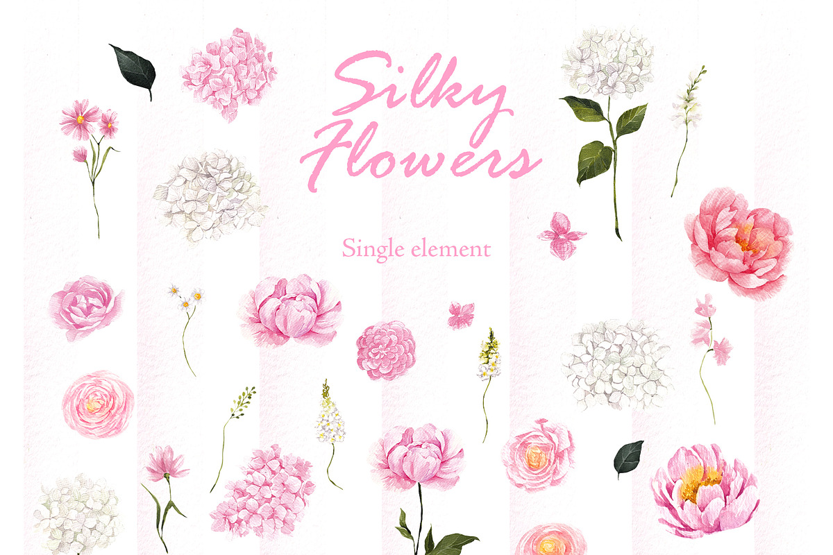 Silky Flowers. Watercolor graphic, an Object Graphic by ma_i_vi (Photo 7 of 11)