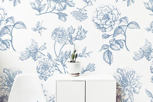 Toile Blue Floral Patterns