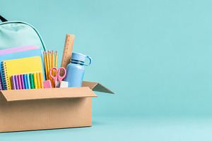 Back to school donation concept with, a Photo by Dvoevnore photos