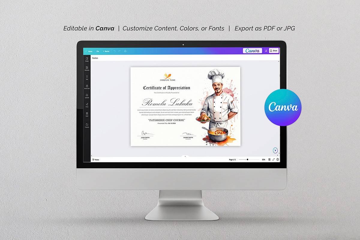 Chef Certificate, a Stationery Template by DesignDevisers (Photo 8 of 10)