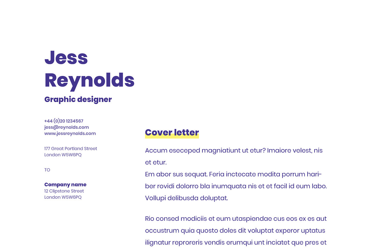 Jess | CV / resume template, a Resume Template by CV house (Photo 6 of 9)