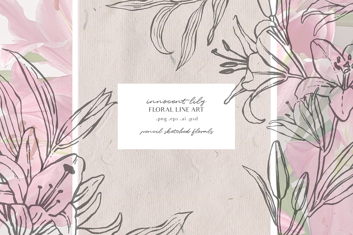 Innocent Lily - Floral Line Art, an Illustration by Julia M. Watercolor (Photo 1 of 11)