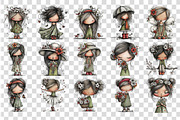 Whimsical Spring Girls Clipart, a Person Illustration by DreamCafeArt (Thumbnail 5 of 7)