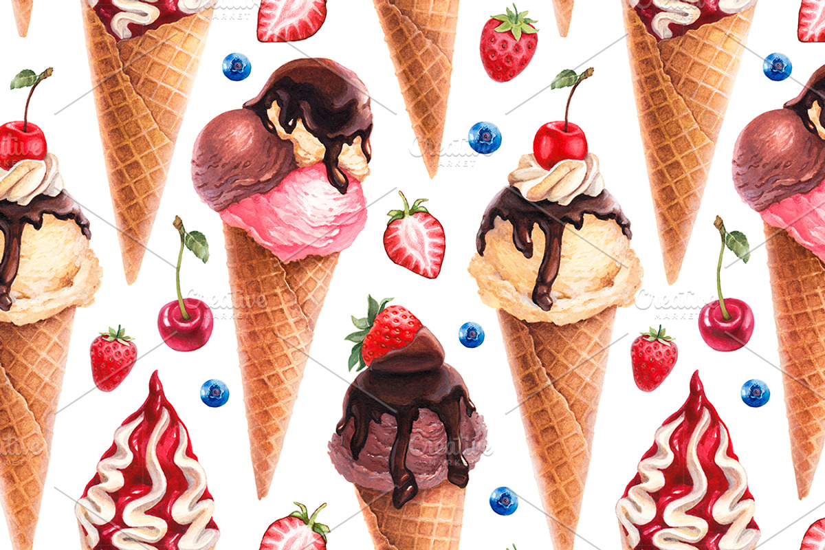 Ice cream illustrations kit, a Food Illustration by Sundra (Photo 5 of 9)