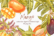 Mango clipart in botanical style, a Food Illustration by Ann Astro (Thumbnail 1 of 10)