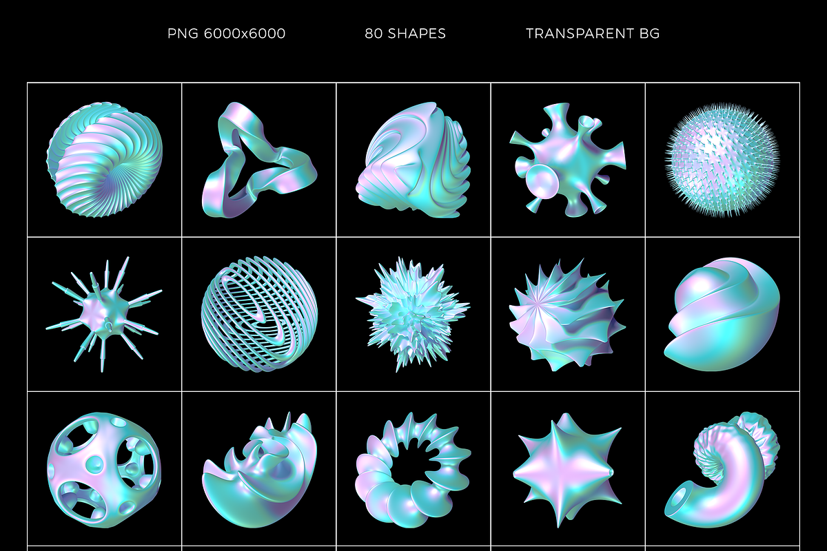Futuristic holographic 3d shapes, an Object Graphic by Fox's Monday (Photo 6 of 10)
