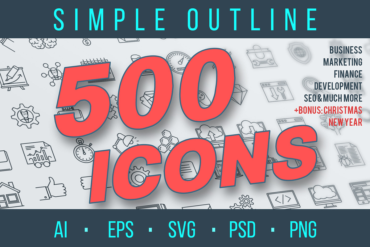 Outline Icons Pack, an Outline Icon by Kalash (Photo 1 of 5)