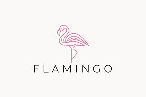 Flamingo Logo Line Silhouette Tropic, a Branding & Logo Template by Signatoro