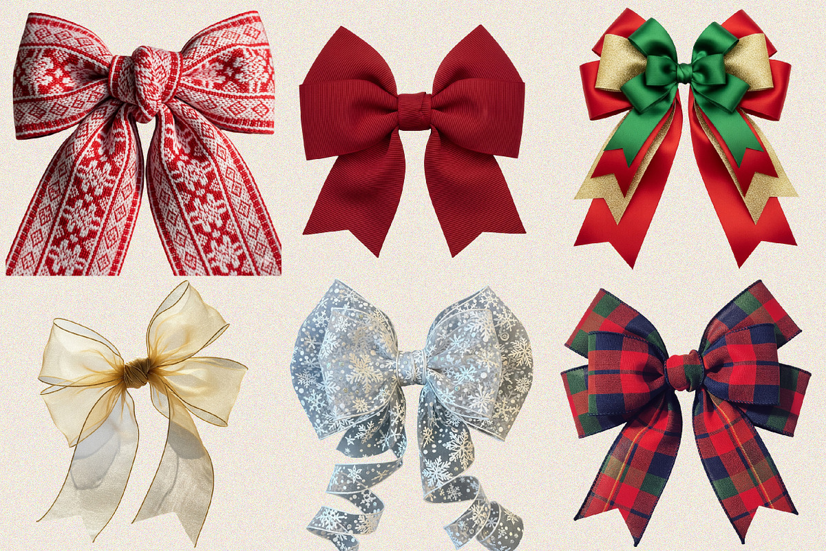 Watercolor Christmas Bow Clipart Bun, an Illustration by SVGArt (Photo 2 of 8)