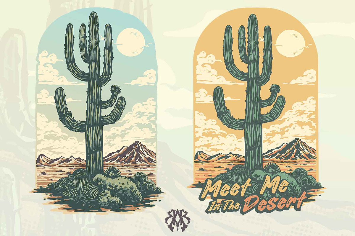 Cactus & Desert Vintage Cartoon Set, an Object Illustration by Krizvector Artwork Shop (Photo 2 of 7)