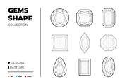 Vector outline gems collecton, an Object Illustration by Exit Graphic Shop (Thumbnail 1 of 3)