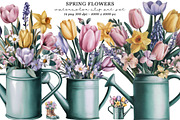 Watercolor spring flowers clipart, an Illustration by SinaCreation (Thumbnail 1 of 8)