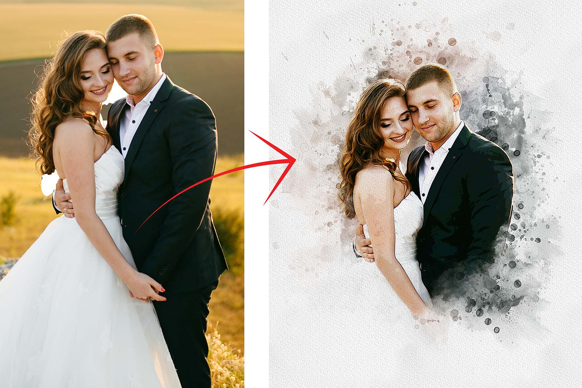 Wedding Watercolor Art Photo Effect, an Action Add-On by MRI STUDIO (Photo 5 of 13)