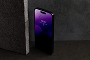 iPhone 14 on the Background Mockup, an iPhone Mockup by 2M GRAPHICS DESIGN (Thumbnail 3 of 7)