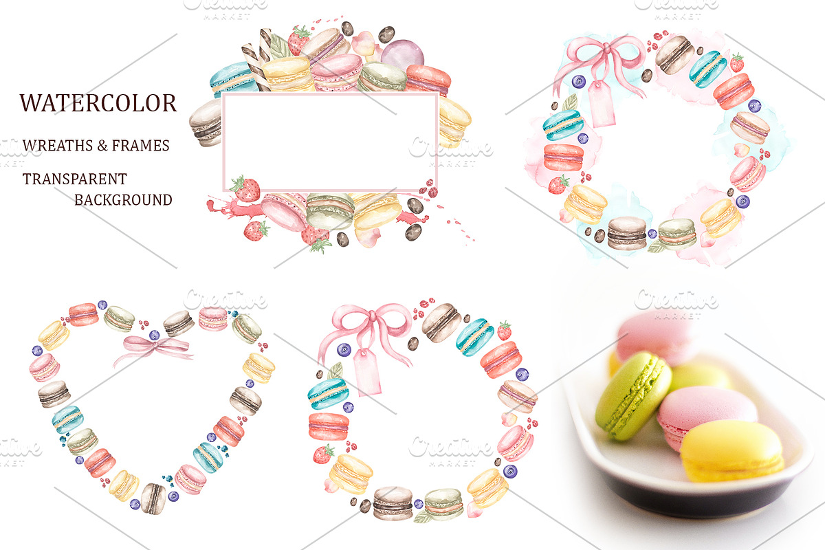 Watercolor Macaron Collection, a Food Illustration by MayaNavits (Photo 3 of 10)