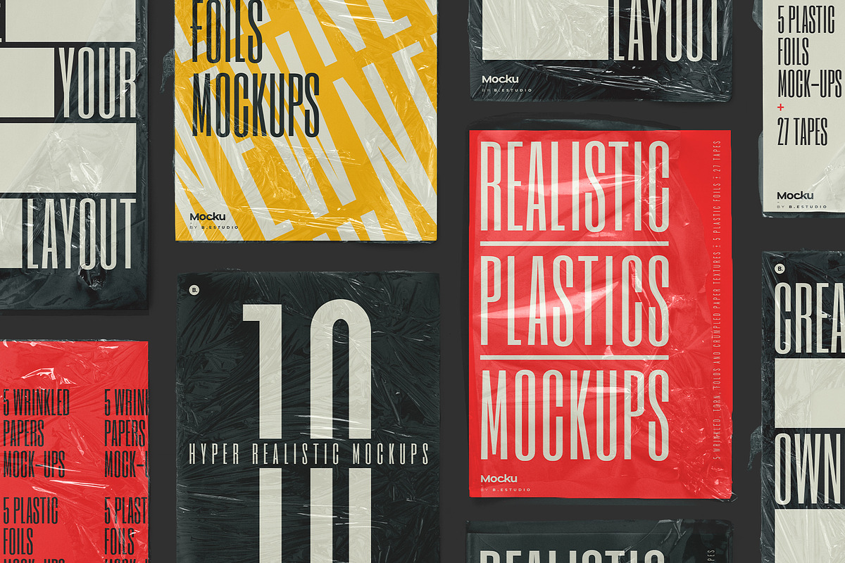 Wrinkled Papers and Plastics Mockups, a Poster Template by Mocku (Photo 8 of 13)