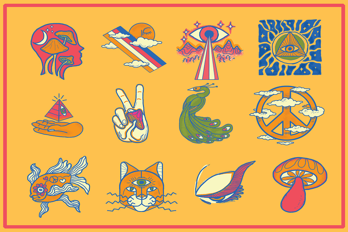 Psychedelic Mind Clipart Set, a Decorative Illustration by Phosphorus Design Co. (Photo 3 of 8)
