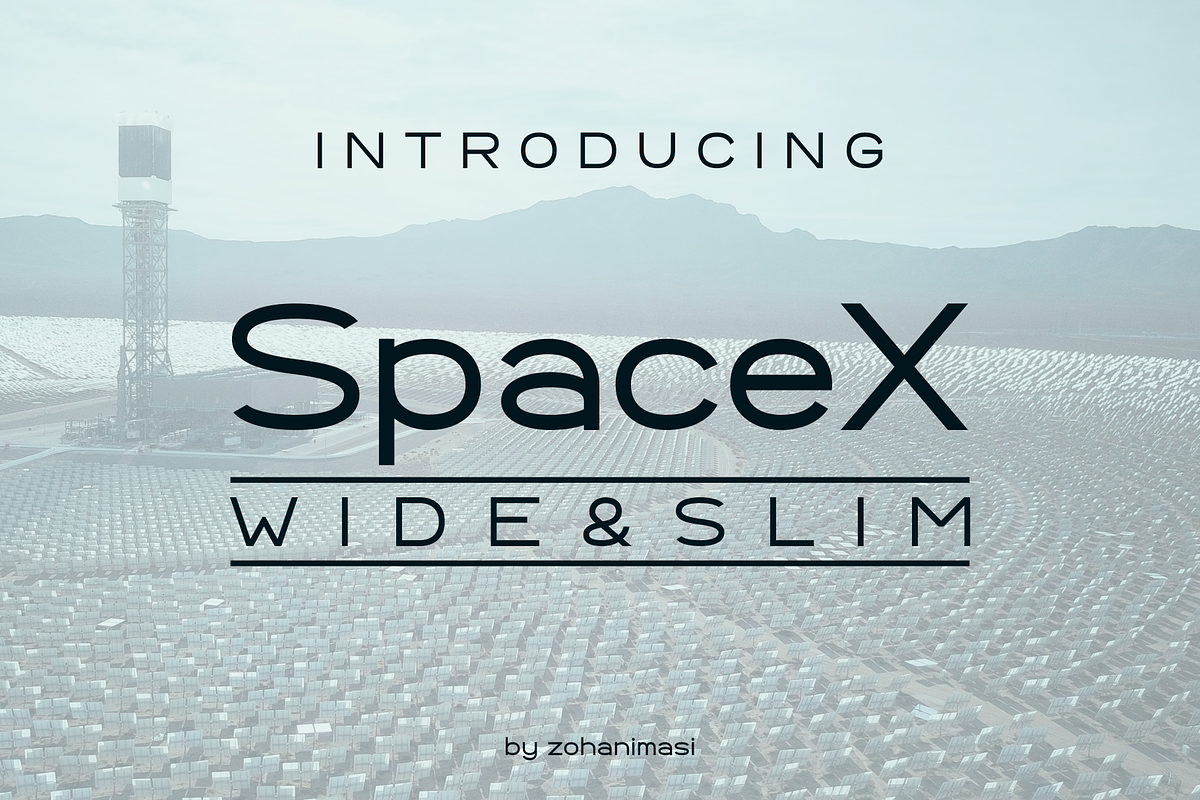 SpaceX - Wide & Slim Sans Serif, a Sans Serif Font by zohanimasi (Photo 1 of 4)