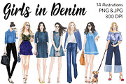 Girls in Denim - Light Skin, a Person Illustration by Parinaz Wadia Design (Thumbnail 1 of 4)