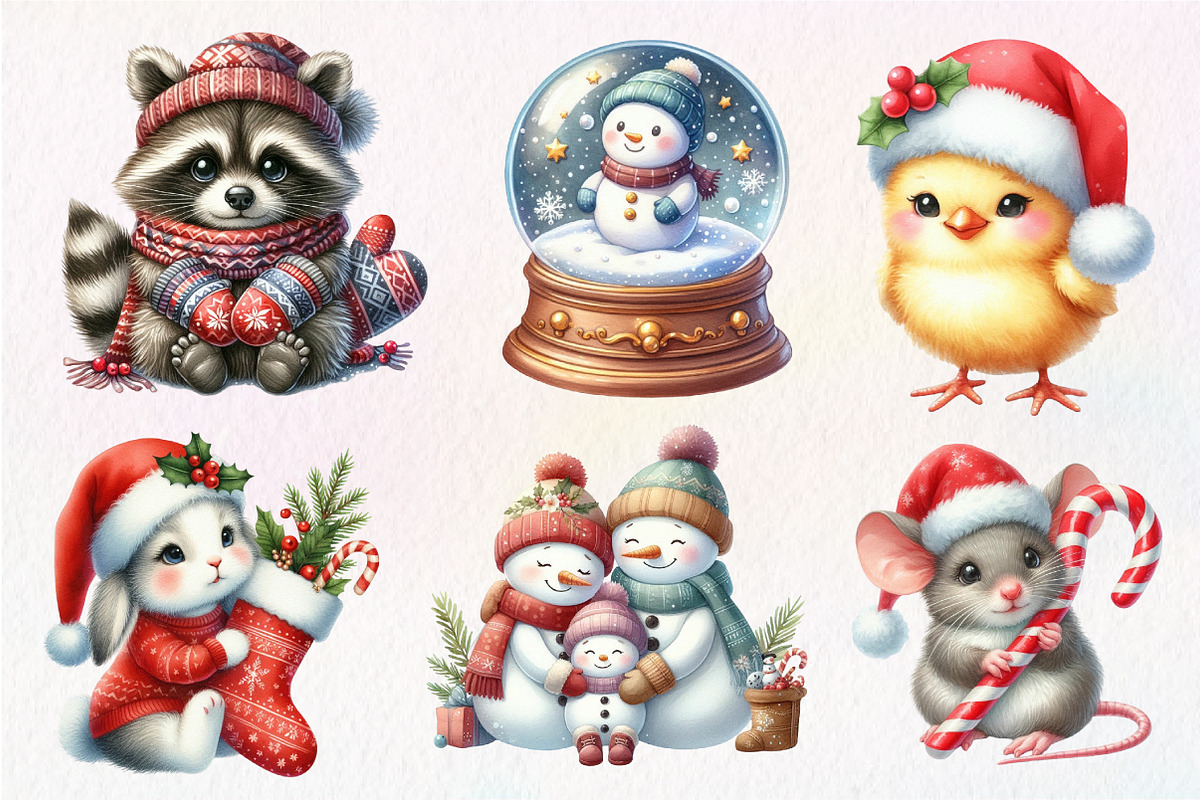 Cute Christmas Animals PNG, an Illustration by Dream Creation (Photo 3 of 6)