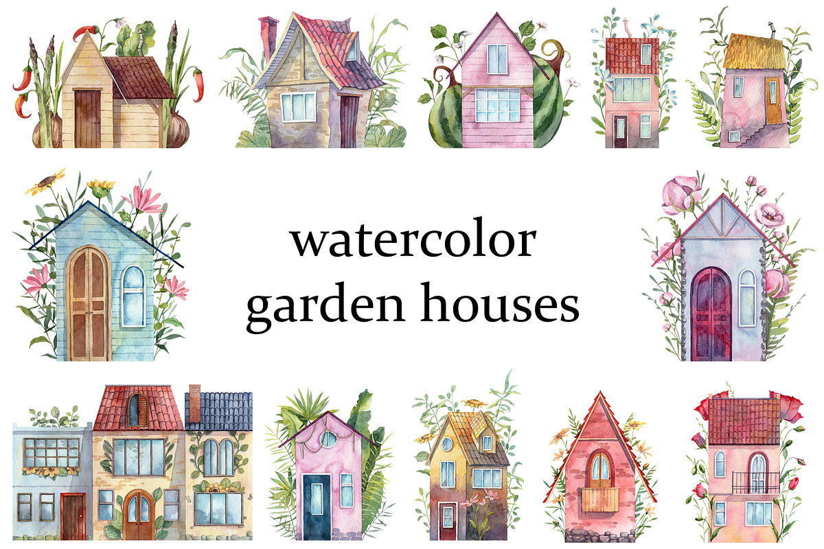 Cute garden houses, a Decorative Illustration by Dashamoony (Photo 1 of 4)
